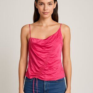 Crescent Hot Pink Satin‎ Asymmetrical Cami Top